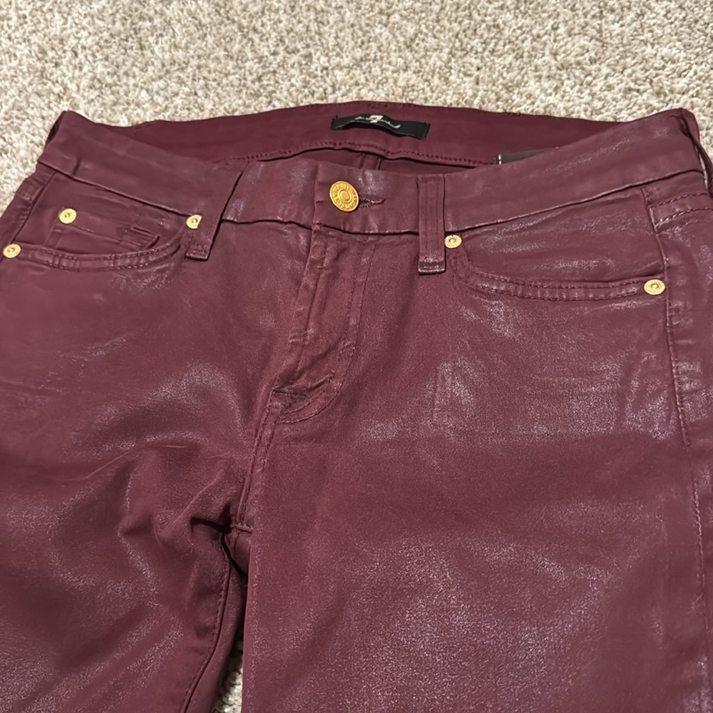 7 For All Mankind The Skinny Coated Jeans | Size 27 | Coated Ruby Rust - Picture 7 of 10